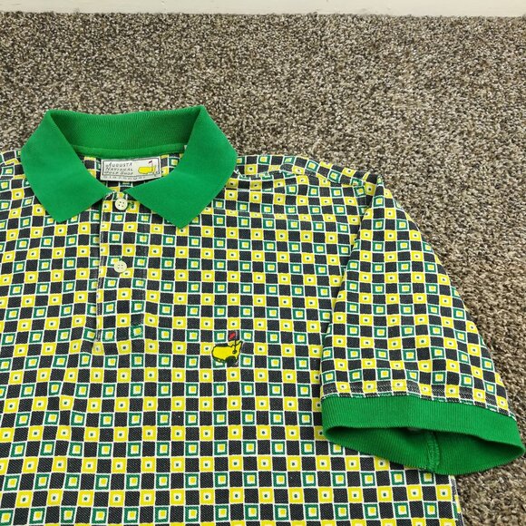 Vintage Slazenger Augusta National Golf Club Polo Shirt Checked Mens Large - Picture 1 of 9